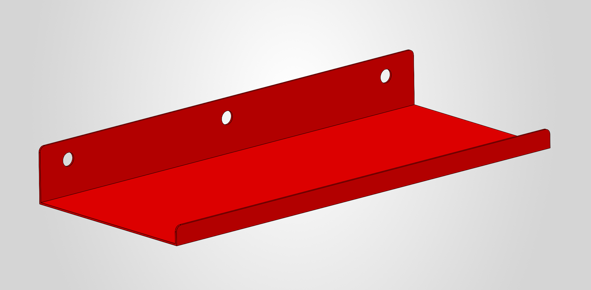 polička na dierovanú stenu 10x24cm - red