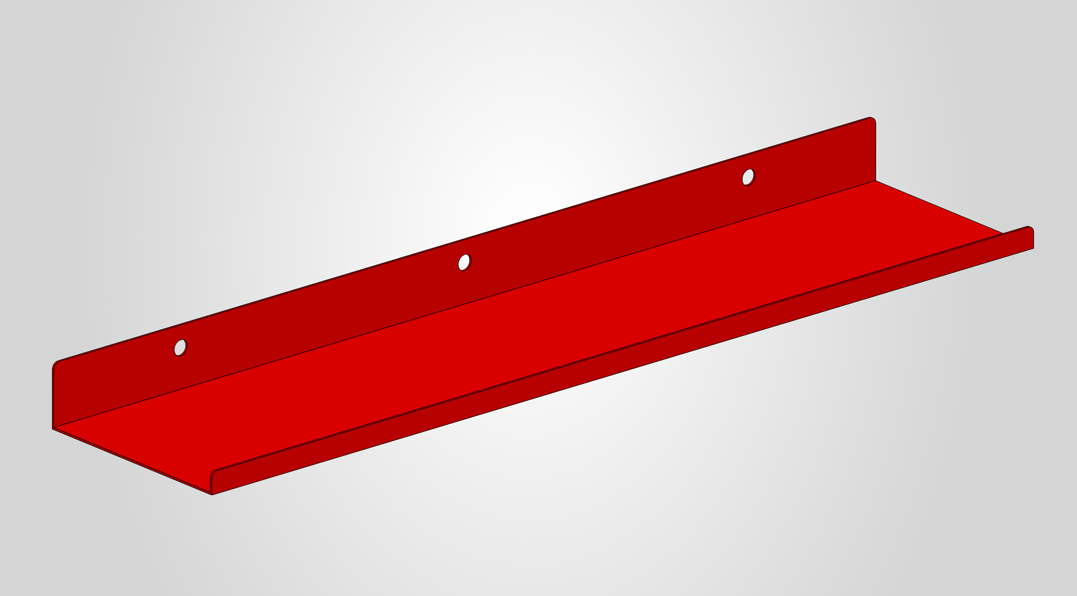polička na dierovanú stenu 10x44cm - red